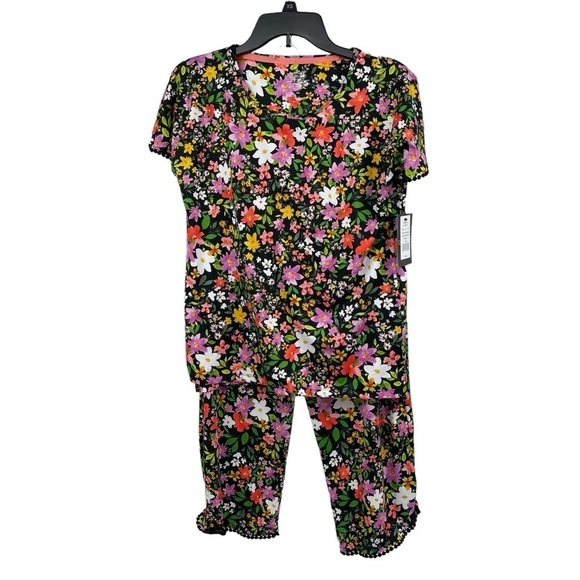 CUDDL DUDS Women’s Size XS Black Floral Pajamas cropped pant pajama set NWT - Picture 8 of 11
